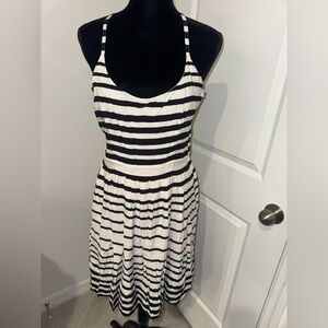 H&M Black & White Striped Midi Dress